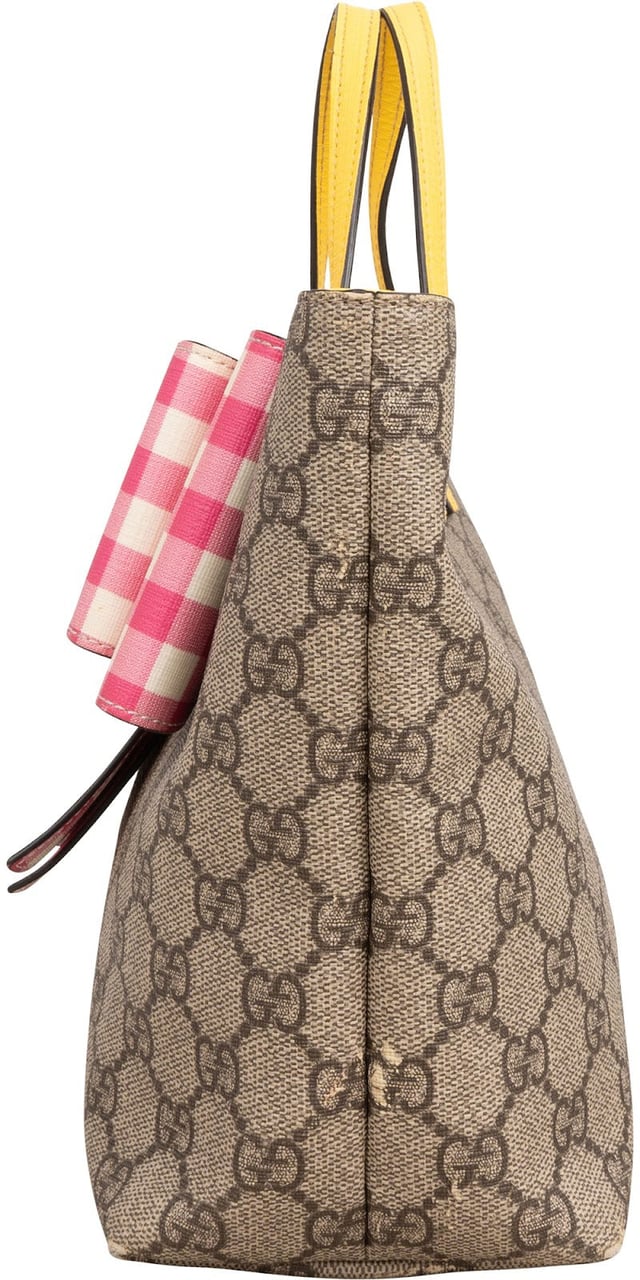 Gucci Monogram GG Supreme Children's Tote Bow Handbag Geel