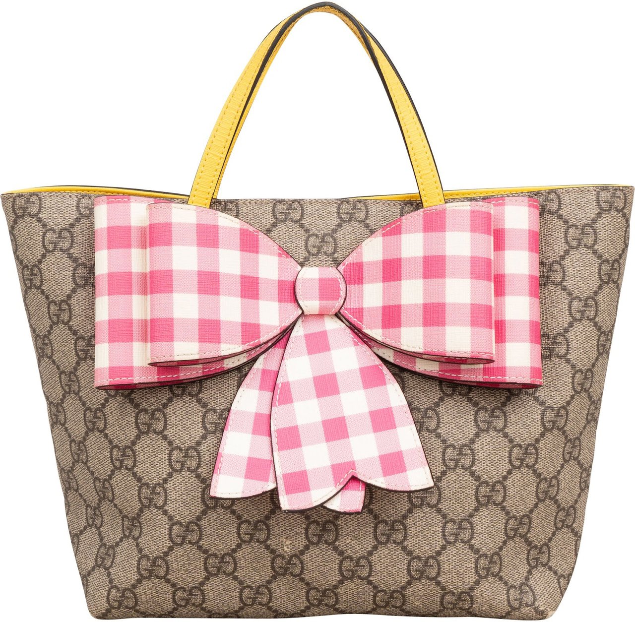Gucci Monogram GG Supreme Children's Tote Bow Handbag Geel