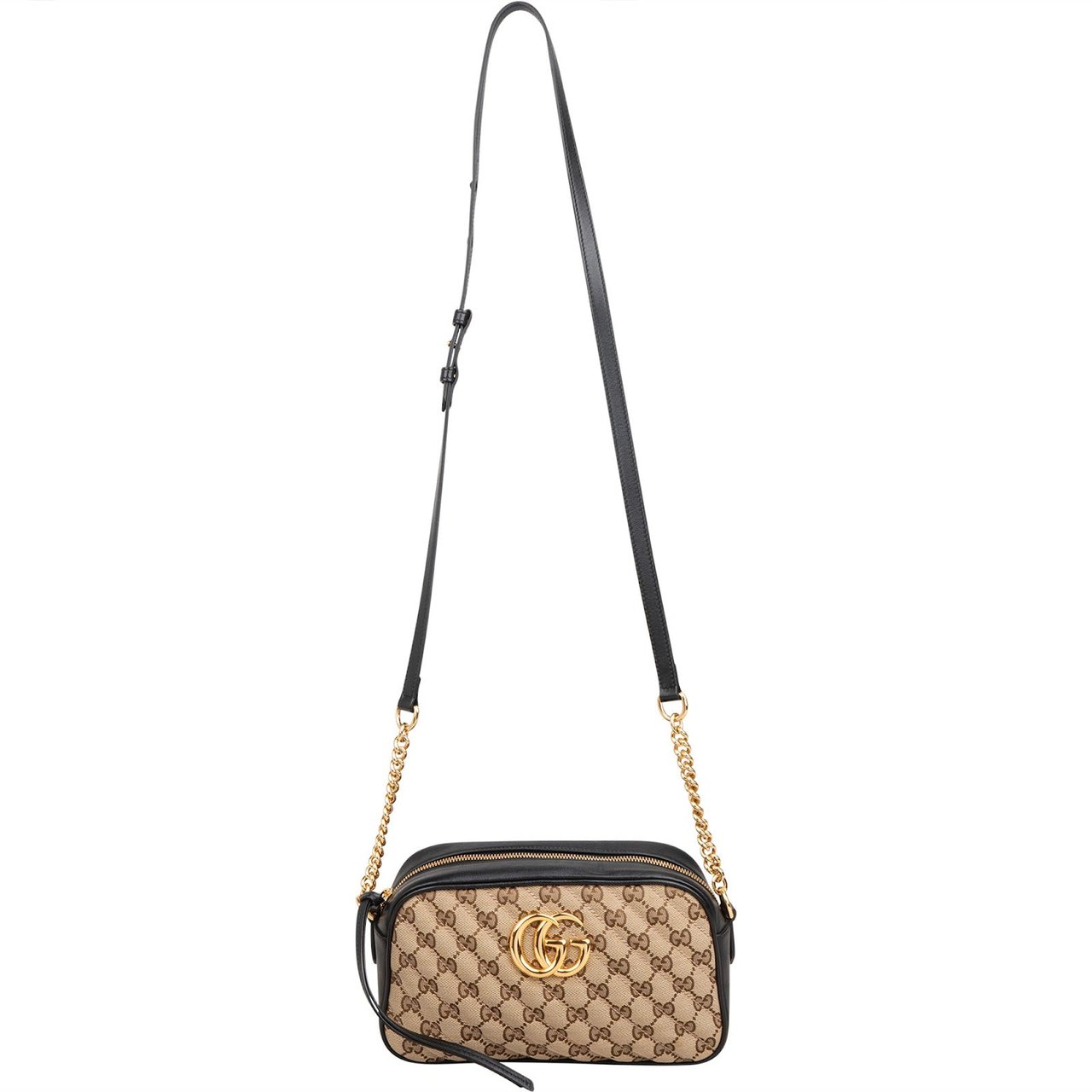 Gucci Monogram GG Canvas Marmont Medium Camera Crossbody Bag Beige