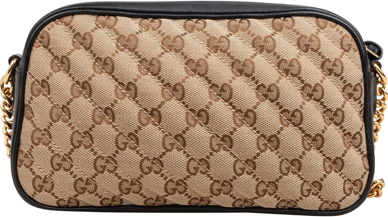 Gucci Monogram GG Canvas Marmont Medium Camera Crossbody Bag Beige