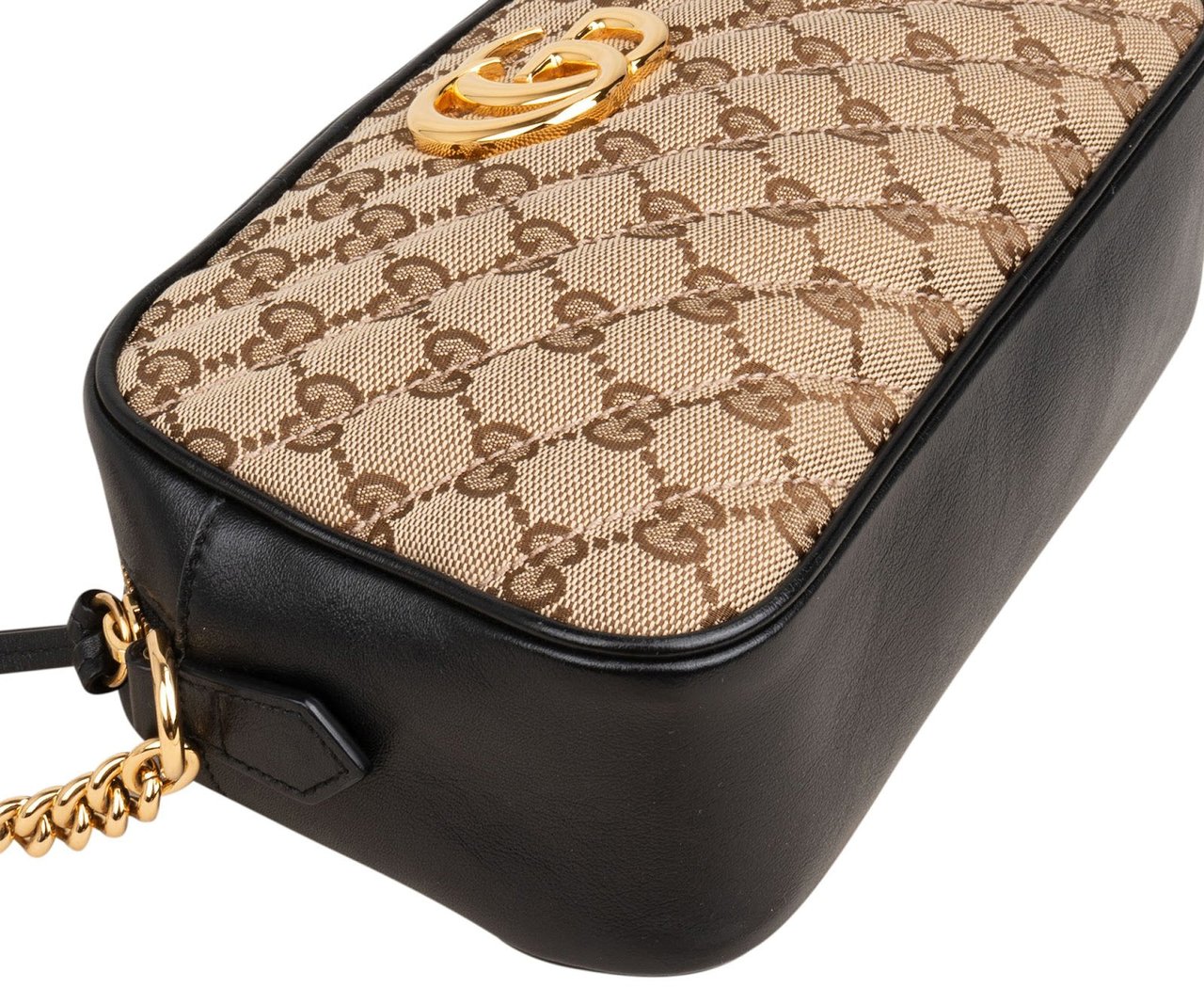 Gucci Monogram GG Canvas Marmont Medium Camera Crossbody Bag Beige