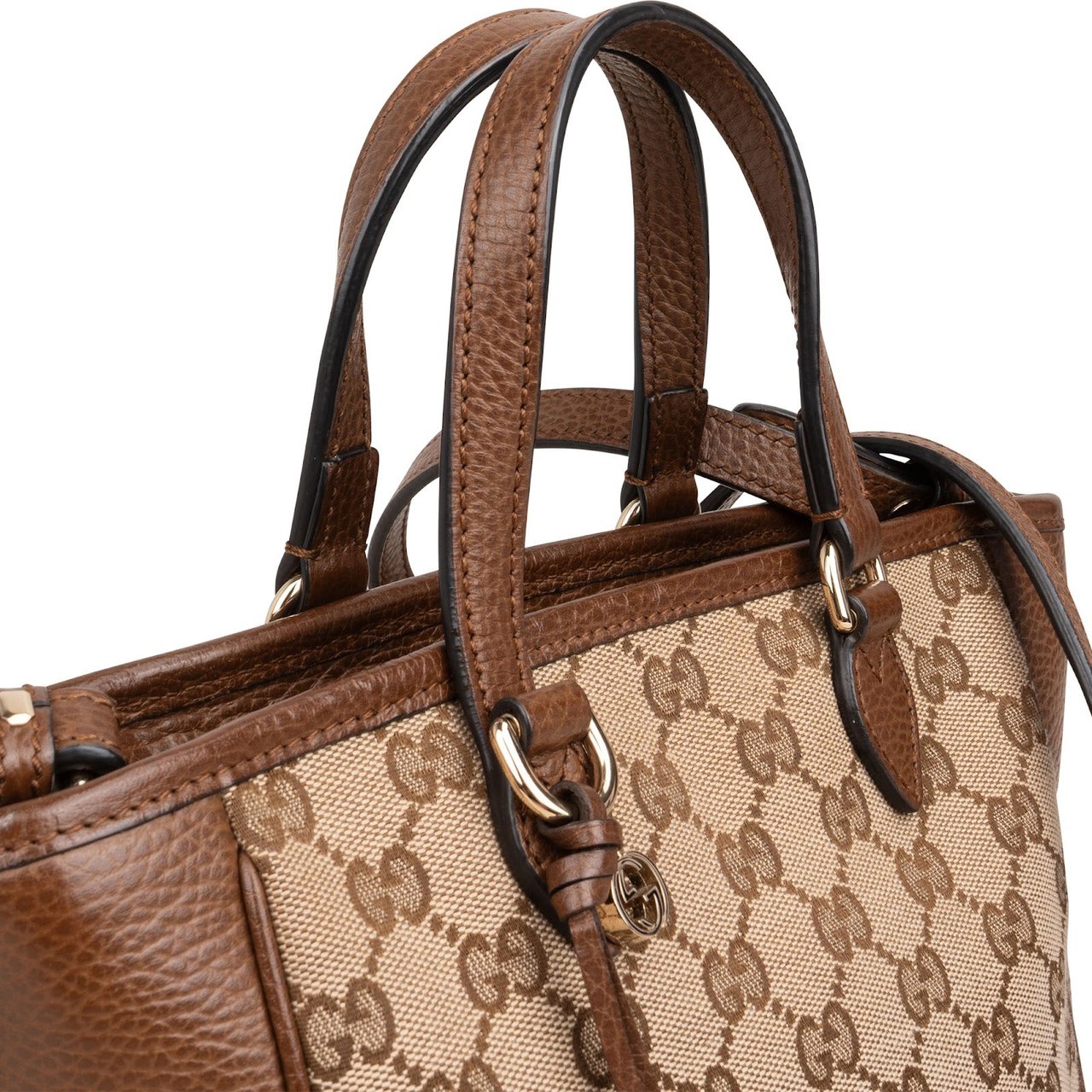 Gucci Monogram GG Canvas Bree Mini Tote Crossbody Handbag Beige