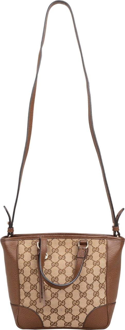 Gucci Monogram GG Canvas Bree Mini Tote Crossbody Handbag Beige