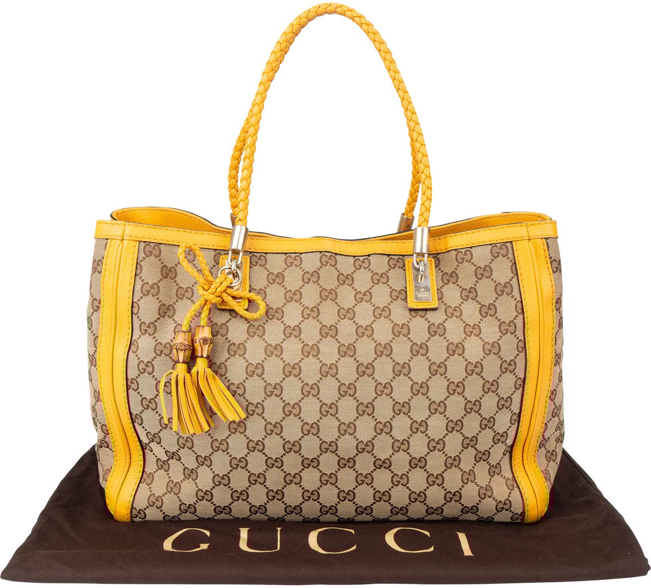 Gucci Gucci GG Monogram Bamboo Handbag Bruin