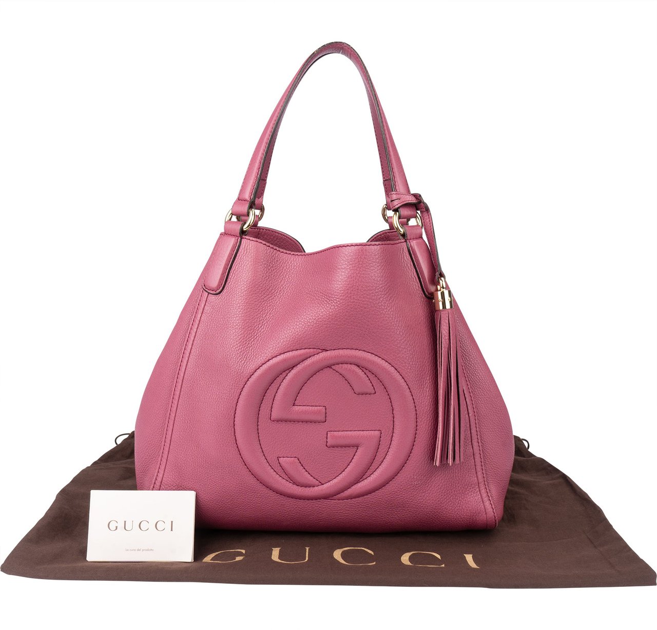 Gucci Gucci Pink Leather GG Soho Handbag Roze