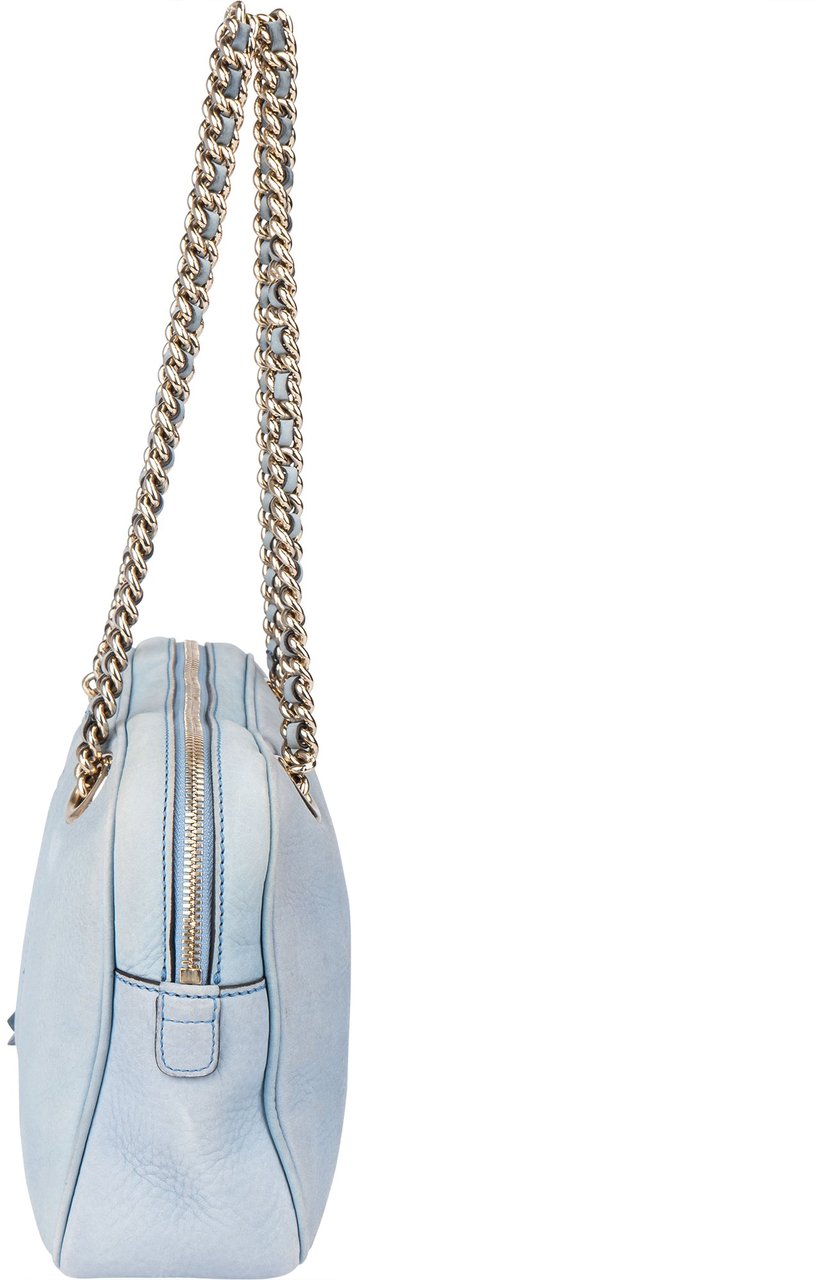 Gucci Gucci Blue Nubuk Leather GG Soho Shoulder Bag Blauw