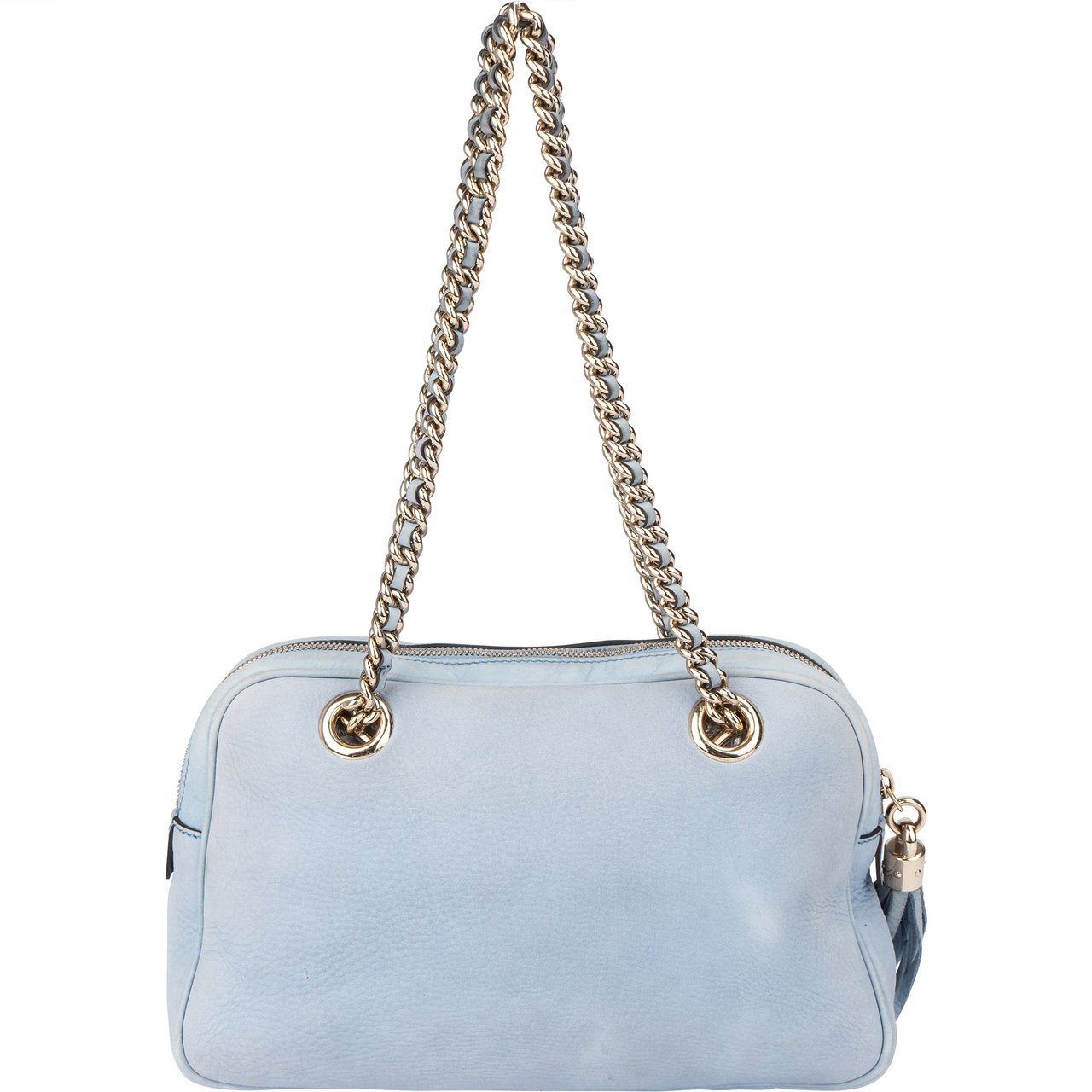 Gucci Gucci Blue Nubuk Leather GG Soho Shoulder Bag Blauw