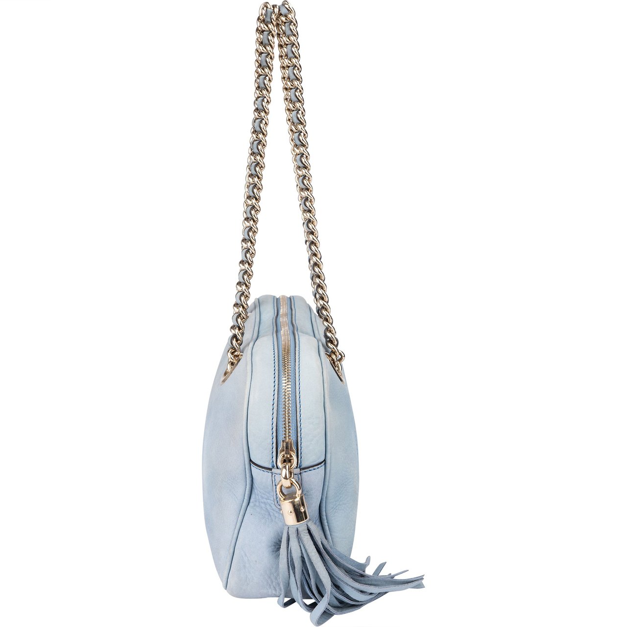 Gucci Gucci Blue Nubuk Leather GG Soho Shoulder Bag Blauw
