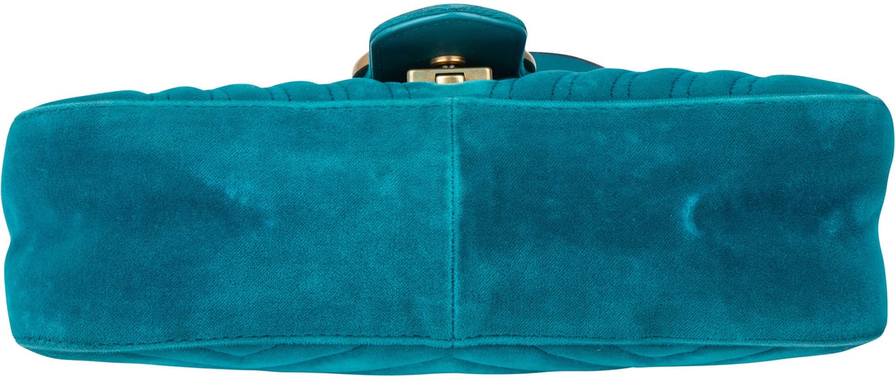 Gucci Gucci Blue Satin GG Marmont Crossbody Bag Blauw