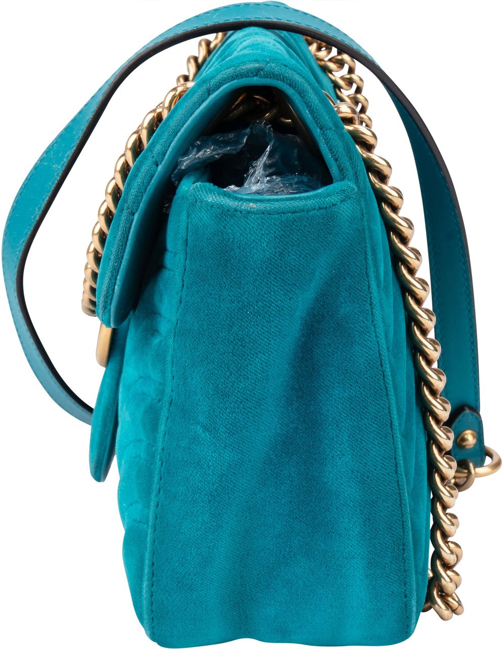 Gucci Gucci Blue Satin GG Marmont Crossbody Bag Blauw
