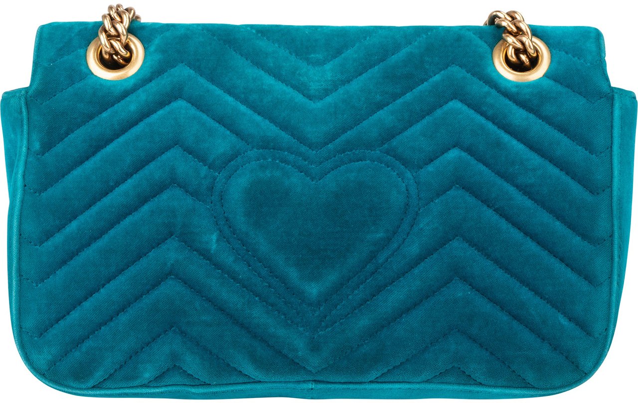 Gucci Gucci Blue Satin GG Marmont Crossbody Bag Blauw