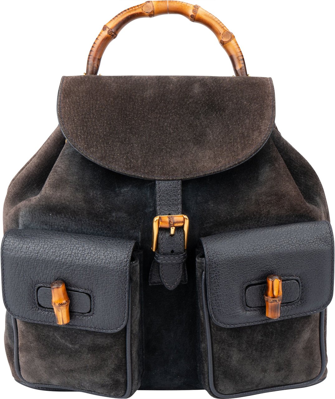 Gucci Gucci Classic Suede Bamboo Backpack Blauw