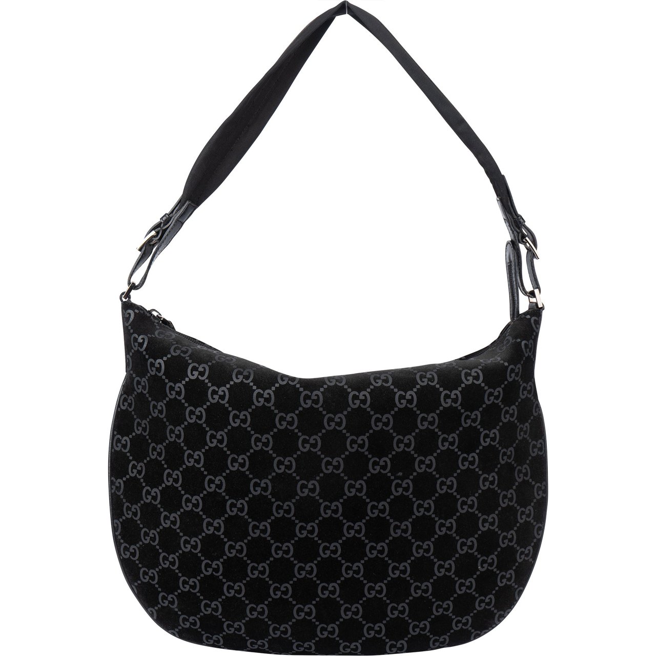 Gucci Gucci Suede GG Monogram Hobo Bag Zwart