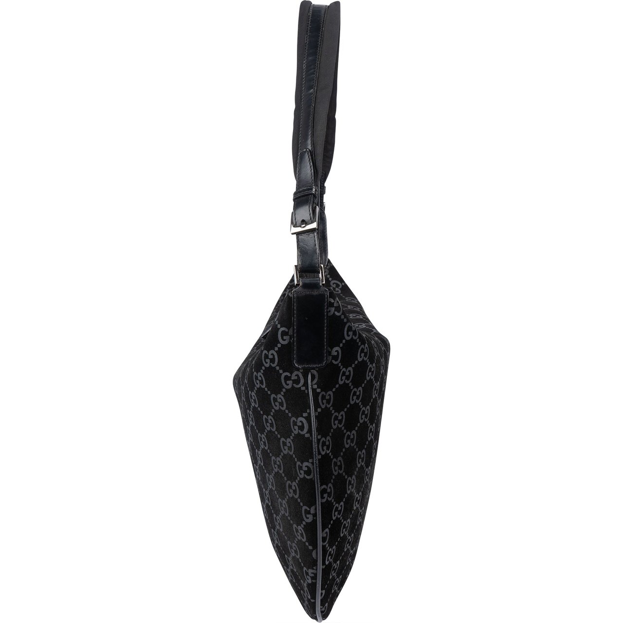 Gucci Gucci Suede GG Monogram Hobo Bag Zwart