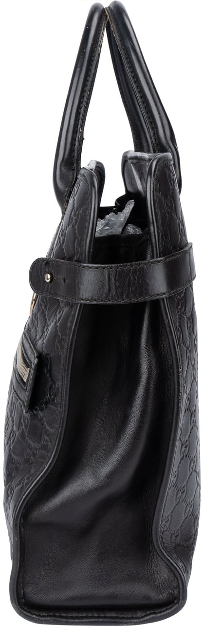 Gucci Gucci GG Leather Monogram Business Handbag Zwart