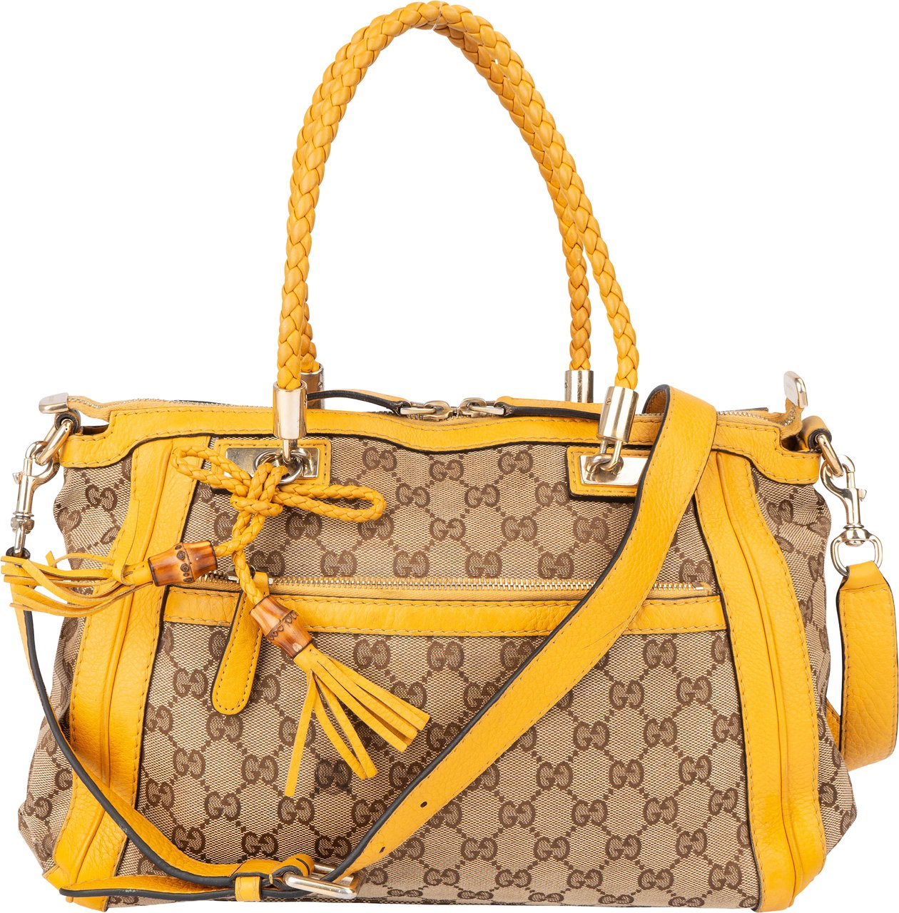 Gucci GG Monogram Bamboo Handbag Bruin