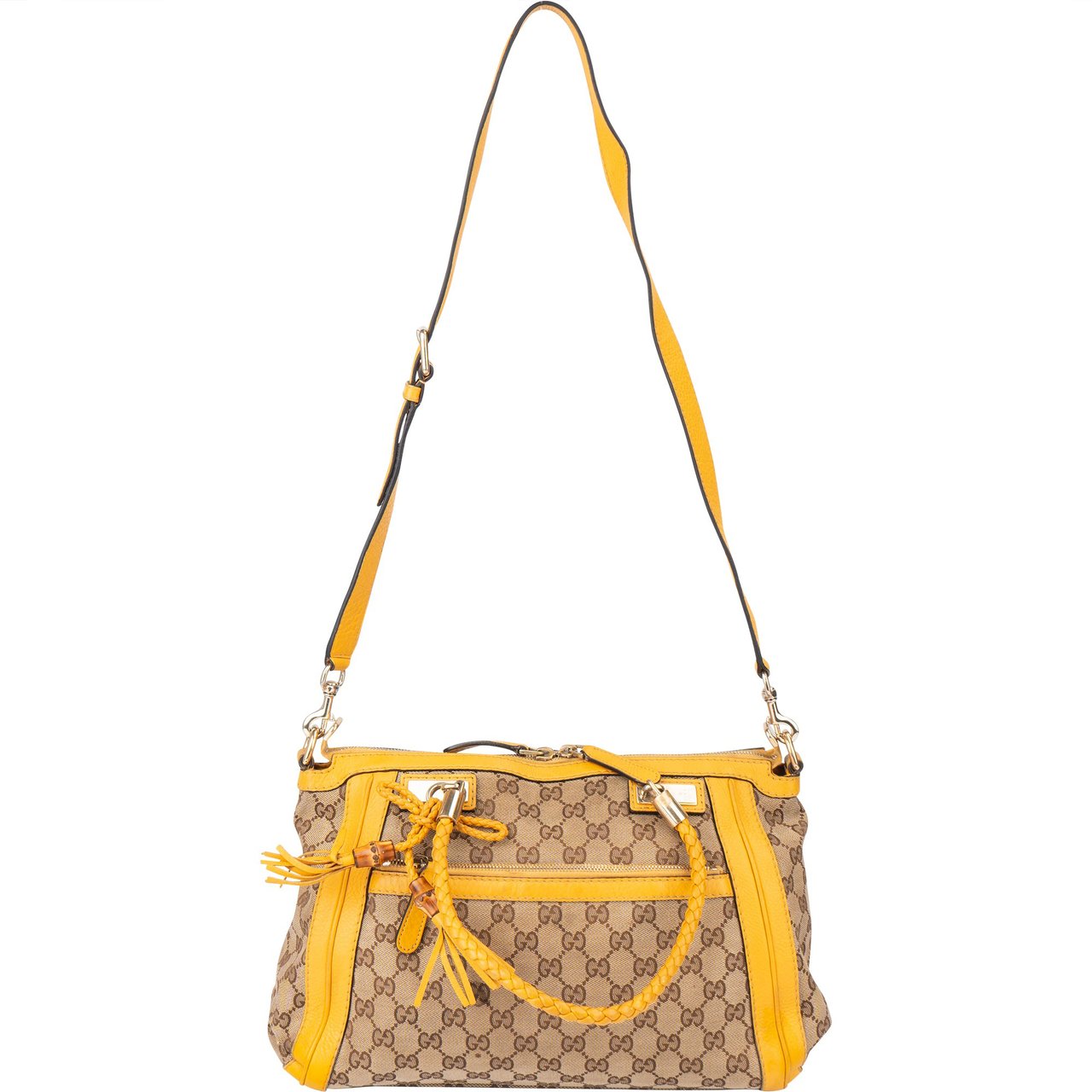 Gucci GG Monogram Bamboo Handbag Bruin