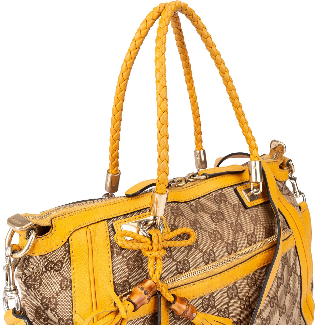 Gucci GG Monogram Bamboo Handbag Bruin