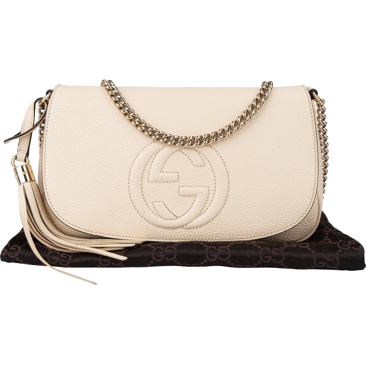 Gucci Gucci White Leather GG Soho Crossbody Bag Wit