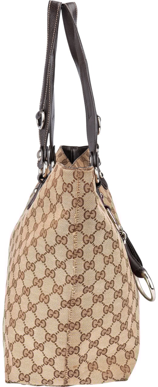 Gucci Gucci GG Monogram Horsebit Handbag Bruin