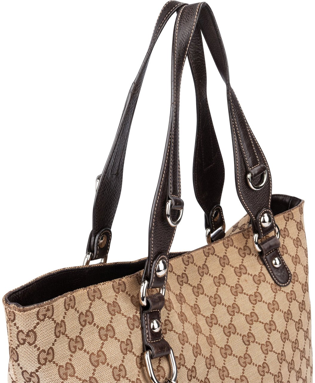 Gucci Gucci GG Monogram Horsebit Handbag Bruin