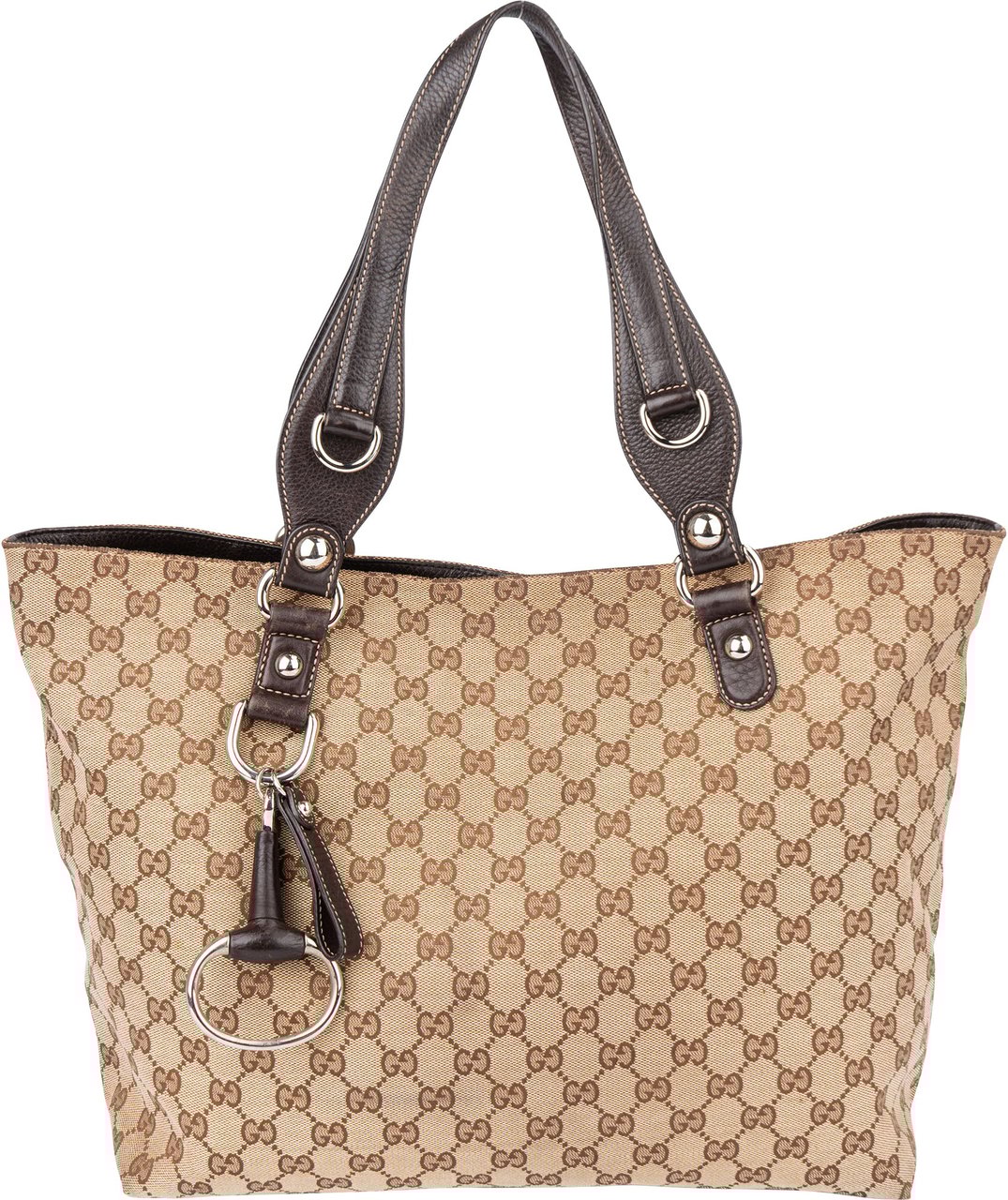 Gucci Gucci GG Monogram Horsebit Handbag Bruin