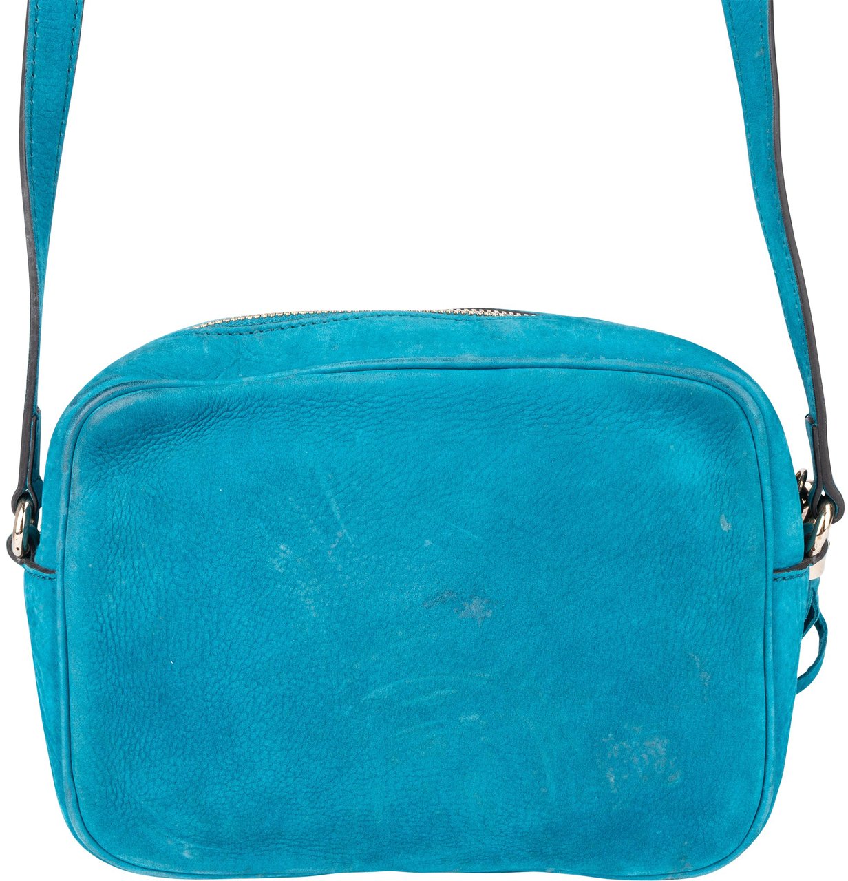 Gucci Gucci Blue Nubuk Leather GG Soho Crossbody Bag Blauw