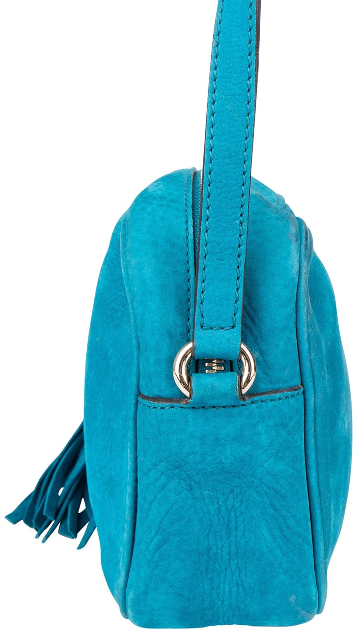 Gucci Gucci Blue Nubuk Leather GG Soho Crossbody Bag Blauw