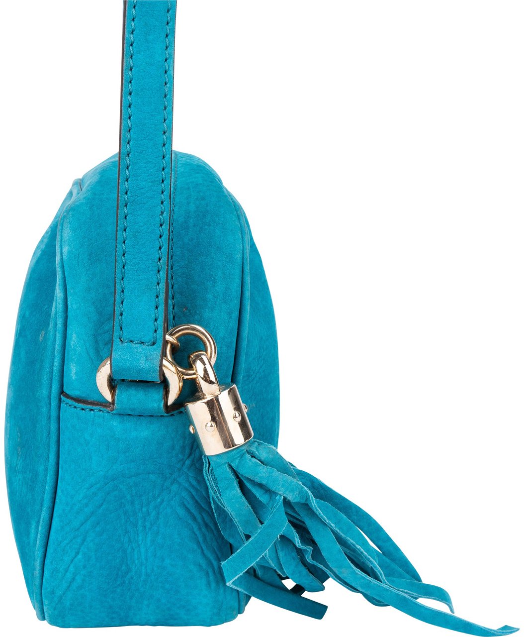 Gucci Gucci Blue Nubuk Leather GG Soho Crossbody Bag Blauw