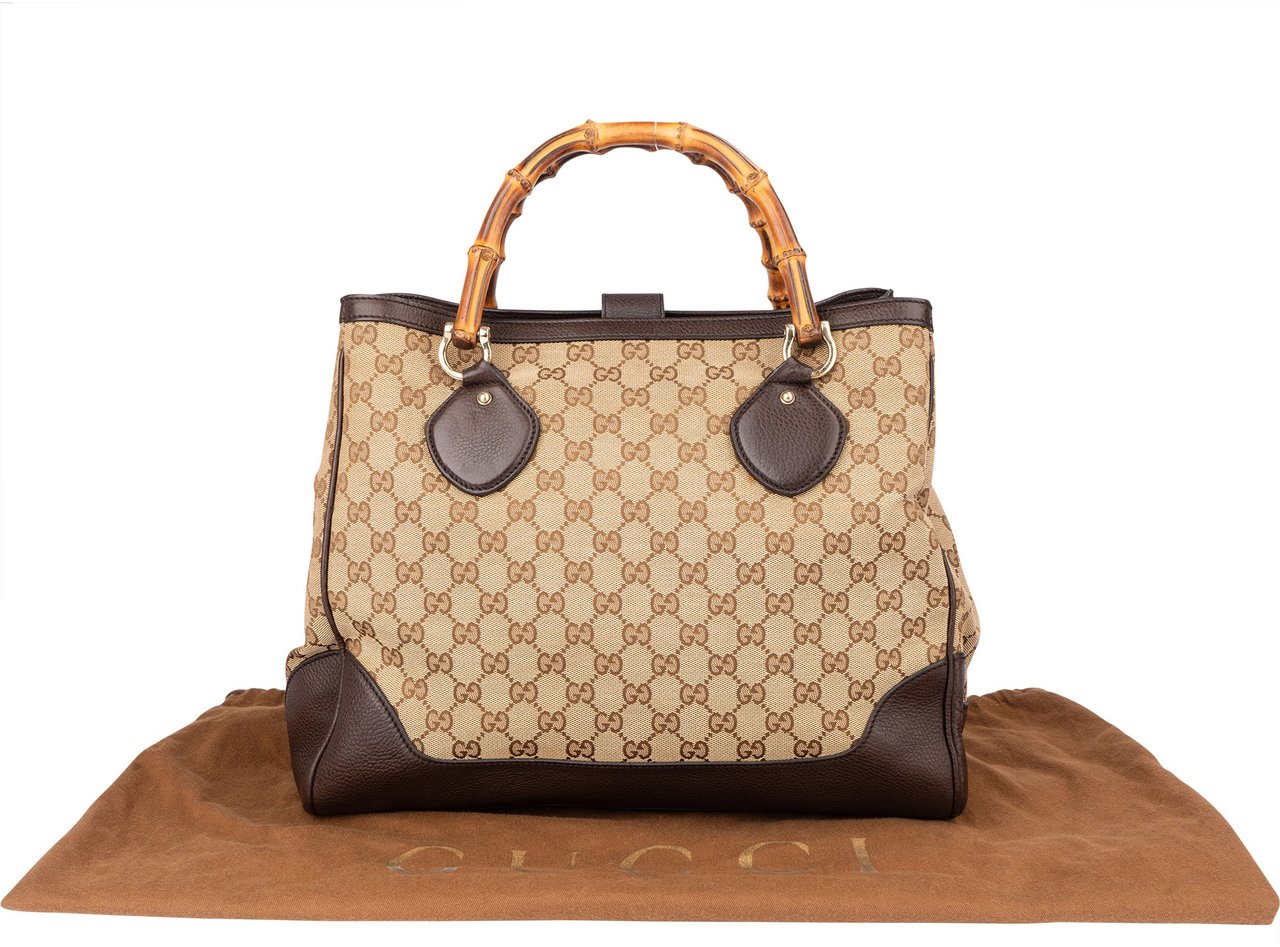 Gucci Gucci GG Monogram Bamboo Handbag Bruin