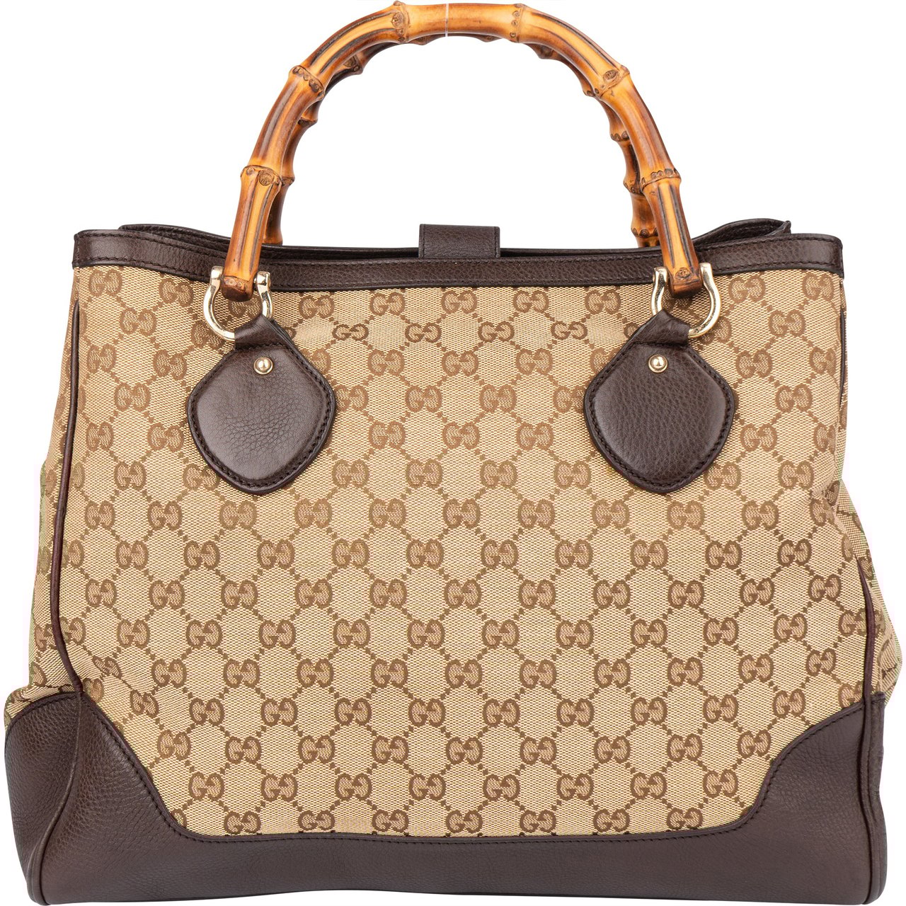 Gucci Gucci GG Monogram Bamboo Handbag Bruin