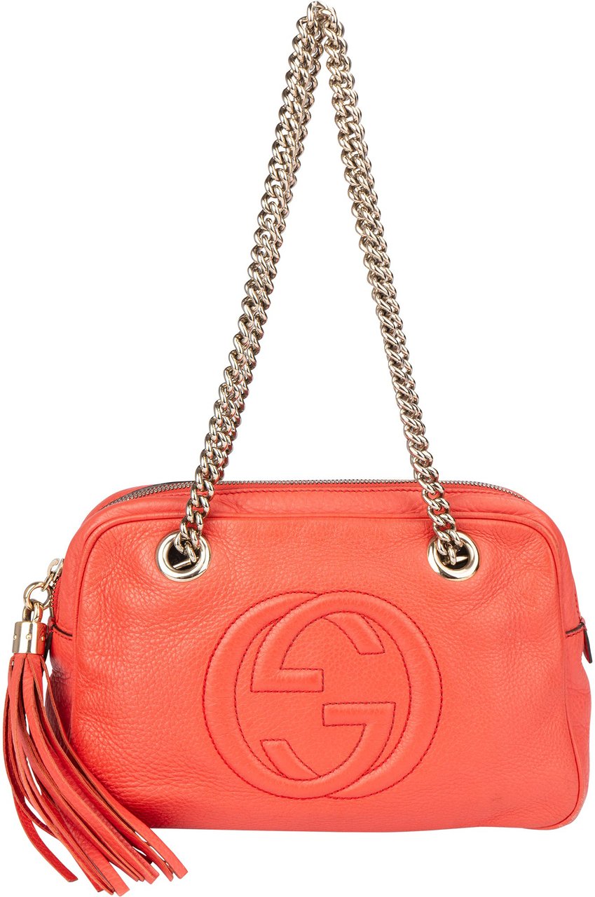 Gucci Gucci Leather GG Soho Shoulder Bag Rood