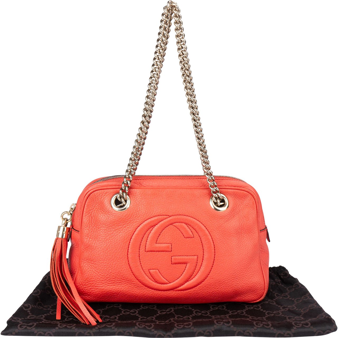 Gucci Gucci Leather GG Soho Shoulder Bag Rood