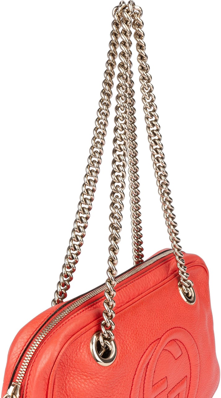 Gucci Gucci Leather GG Soho Shoulder Bag Rood