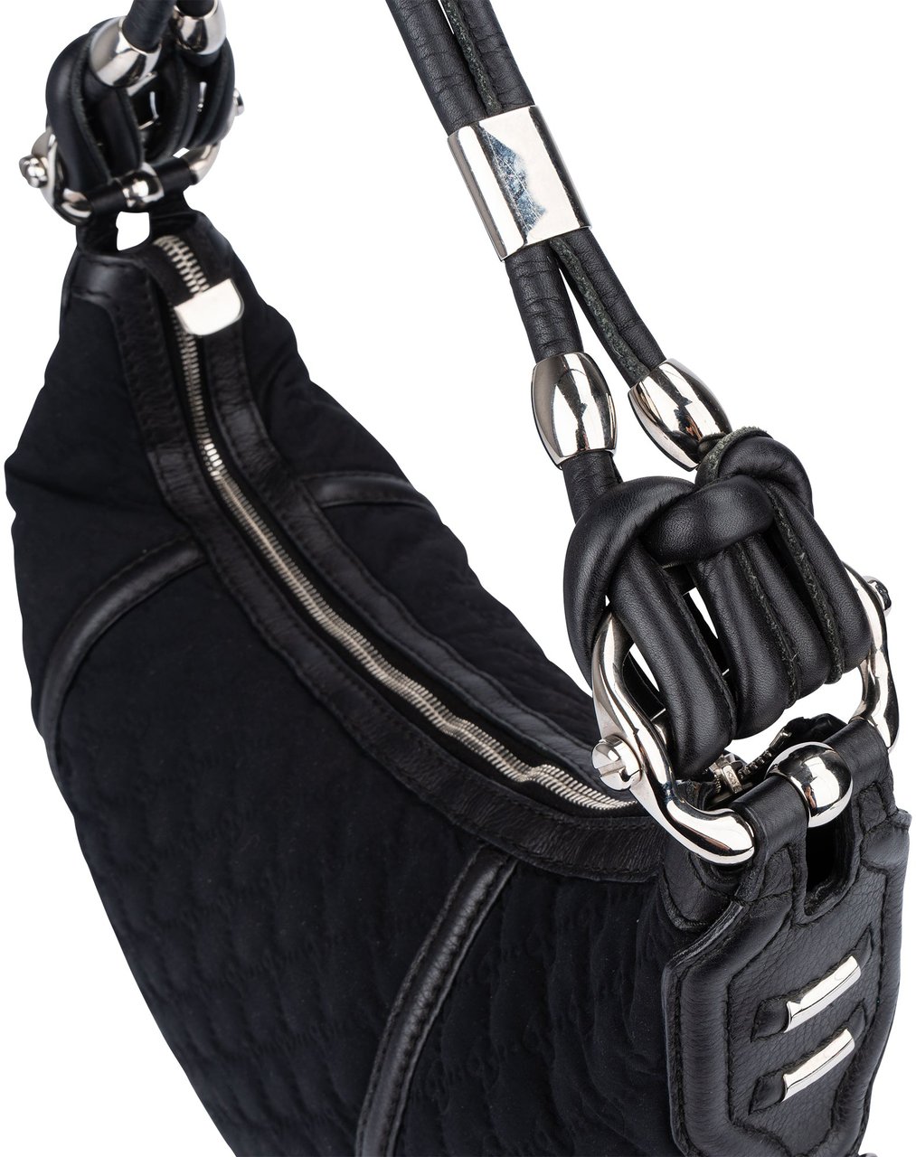Gucci Gucci GG Monogram Bamboo Hobo Bag Zwart