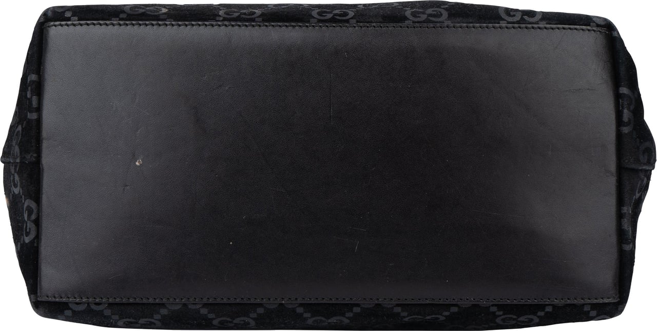 Gucci Gucci Suede GG Monogram Handbag Zwart