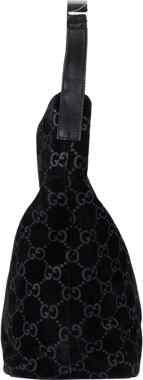 Gucci Gucci Suede GG Monogram Handbag Zwart