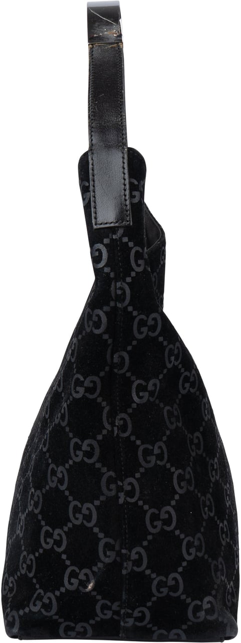 Gucci Gucci Suede GG Monogram Handbag Zwart