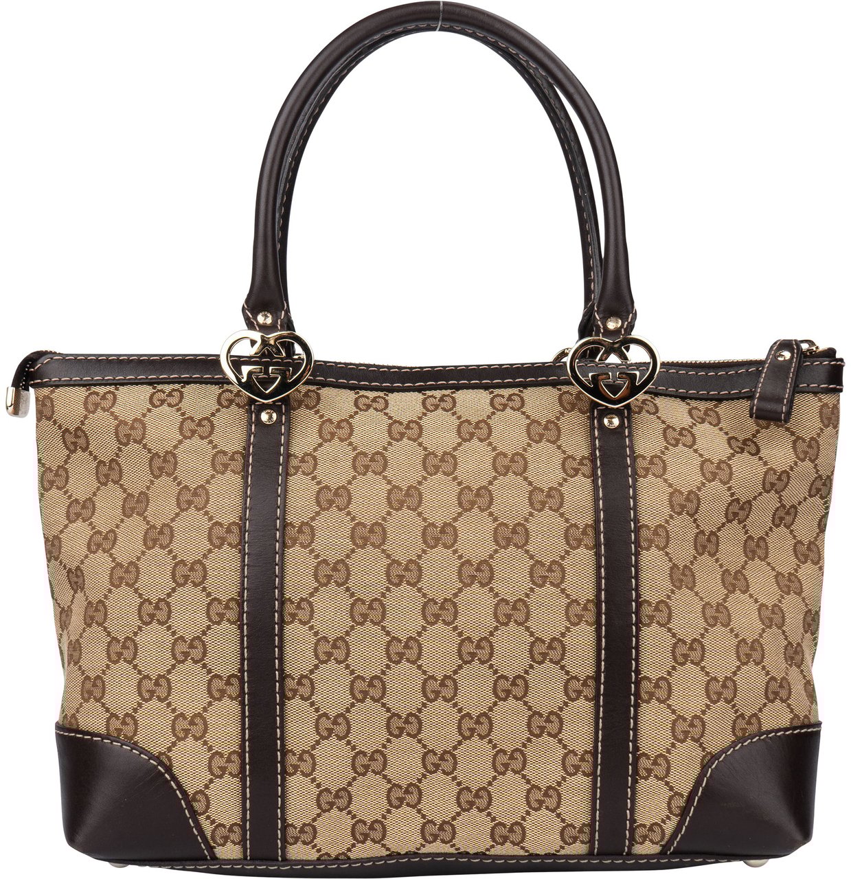 Gucci Gucci GG Monogram Twin Heart Handbag Bruin