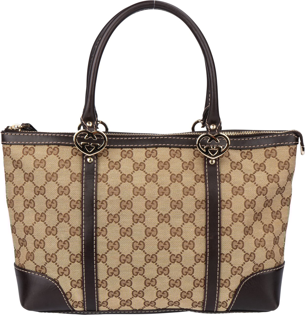 Gucci Gucci GG Monogram Twin Heart Handbag Bruin