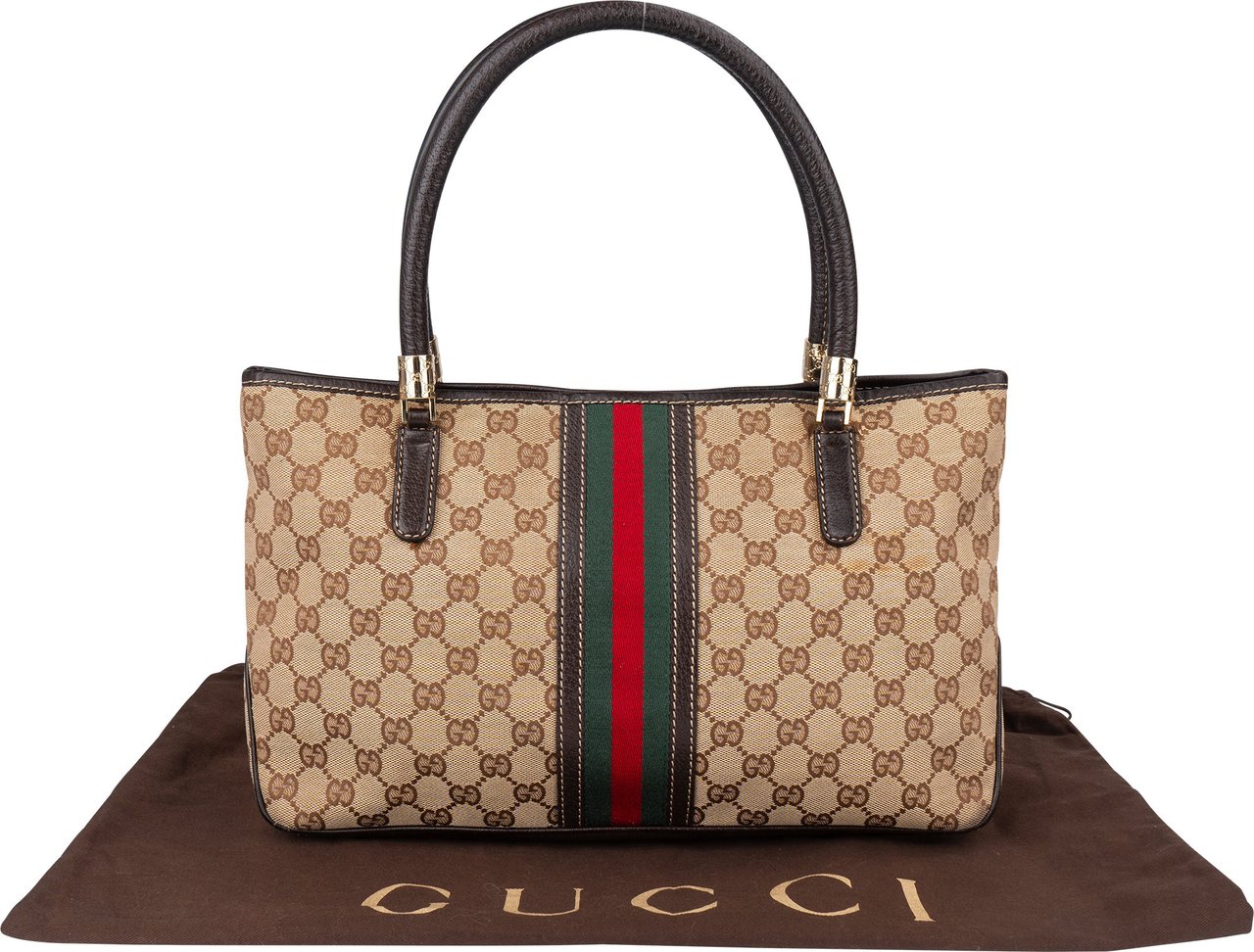 Gucci Gucci GG Monogram Sherry Line Handbag Bruin