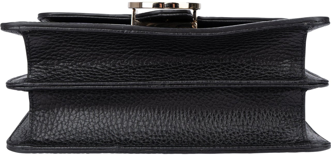 Gucci Gucci Black Leather GG Interlocking Crossbody Bag Zwart