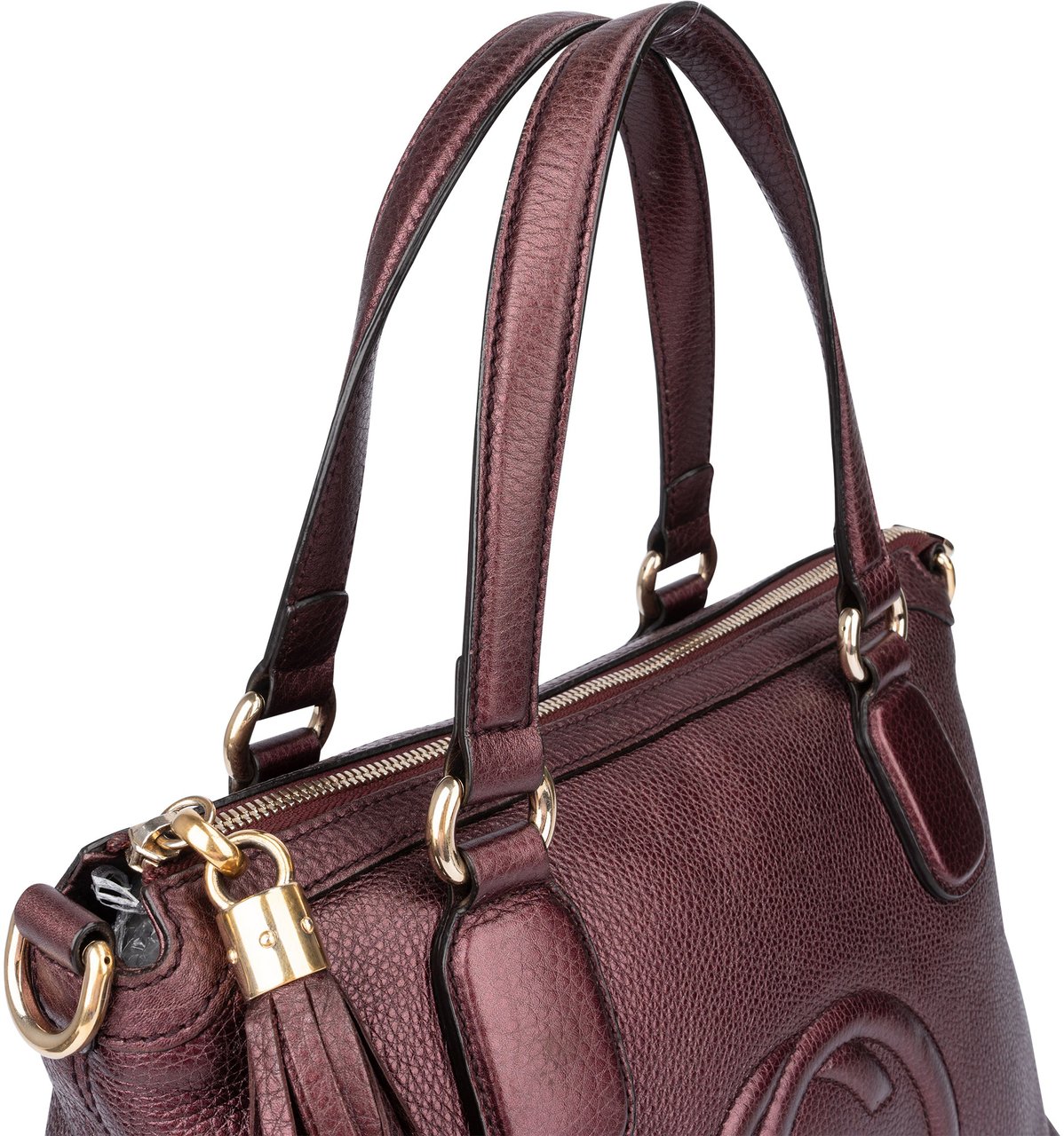 Gucci Gucci Metallic Leather GG Soho Handbag Rood