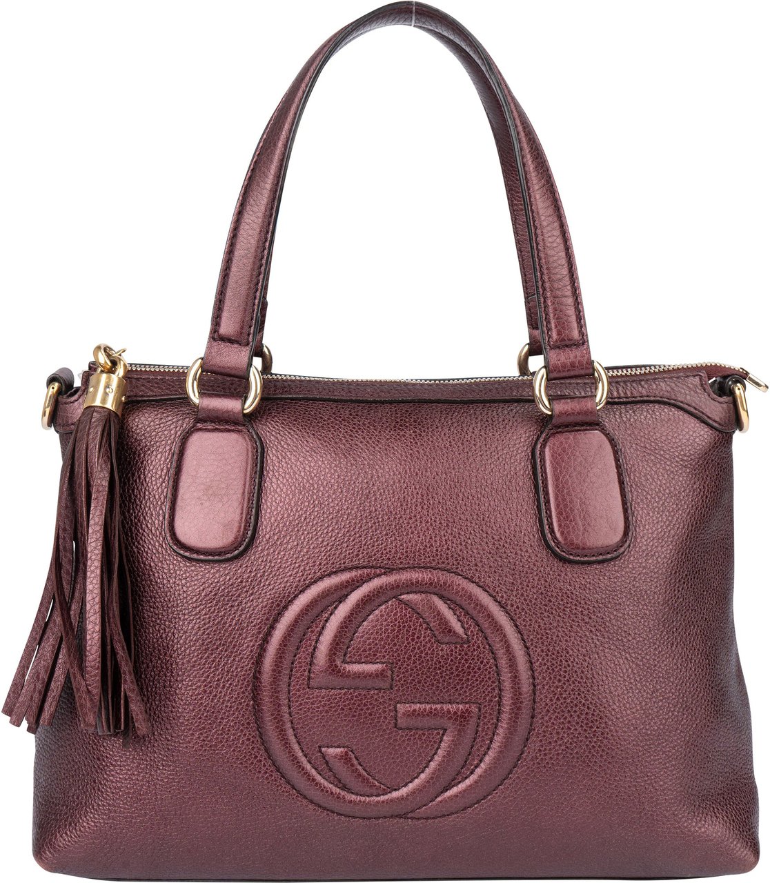 Gucci Gucci Metallic Leather GG Soho Handbag Rood