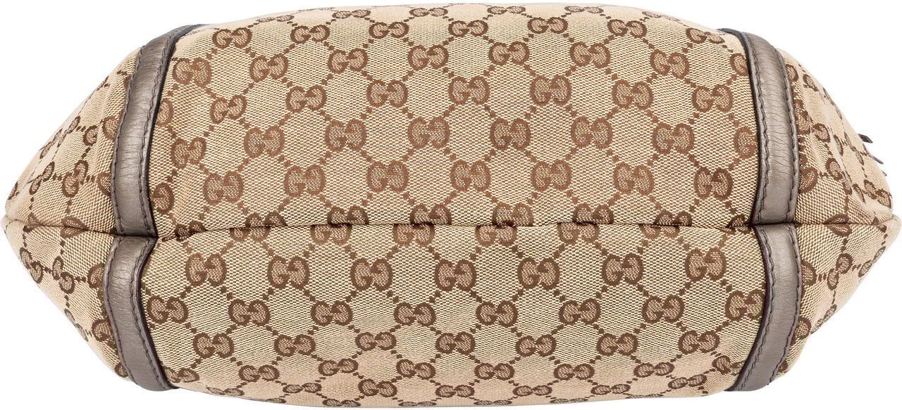 Gucci Gucci GG Monogram Bamboo Horsebit Hobo Bag Bruin