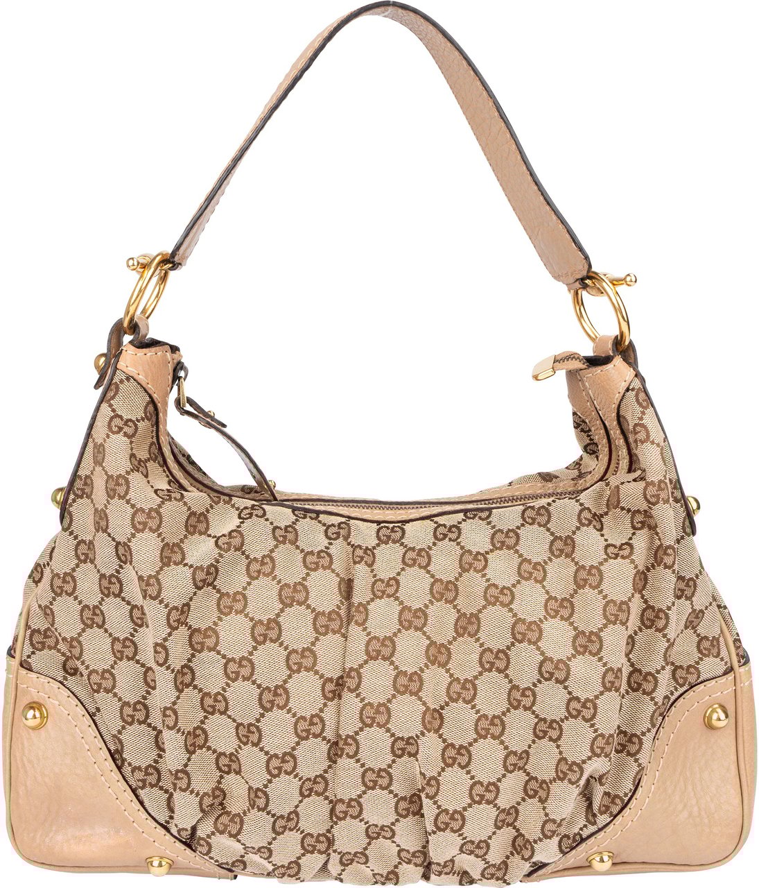 Gucci Gucci GG Monogram Horsebit Shoulder Bag Bruin