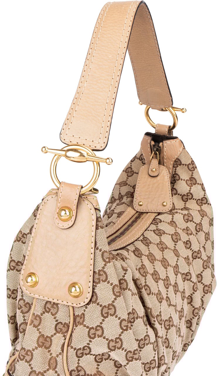 Gucci Gucci GG Monogram Horsebit Shoulder Bag Bruin