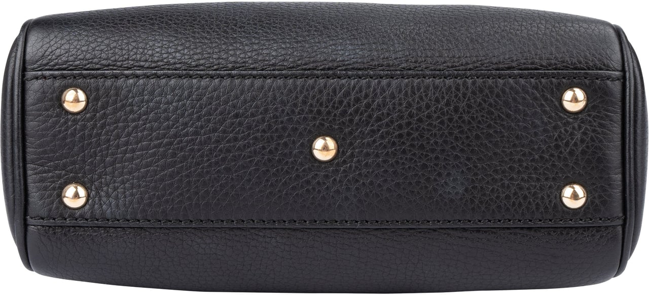 Gucci Gucci Black Leather Bamboo Handbag Zwart