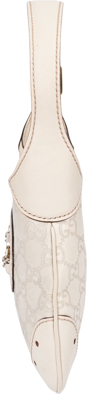 Gucci Gucci Leather GG Monogram Horsebit Mini Jackie Handbag Wit