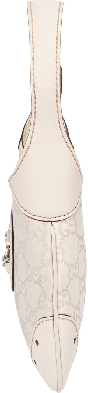 Gucci Leather GG Monogram Horsebit Mini Jackie Handbag Wit
